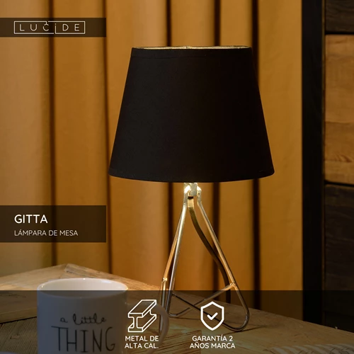 Lucide GITTA - Lámpara de mesa - Ø 17 cm - 1xE14 - Cromo - USP